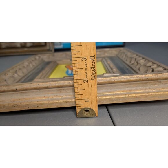 Signed "Chabela" Oil Painting on Board Woman Child Colorful Bag Ornate Frame - Picture 10 of 11